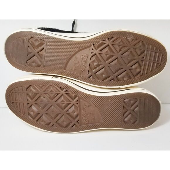 Converse All Star Chuck Taylor High Tops Women 10 Wool Faux Fur Black Embroidery - Picture 11 of 12